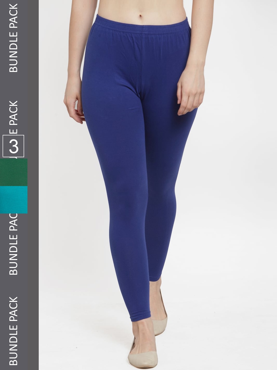 

Jinfo Pack Of 3 Cotton Ankle Length Leggings, Blue