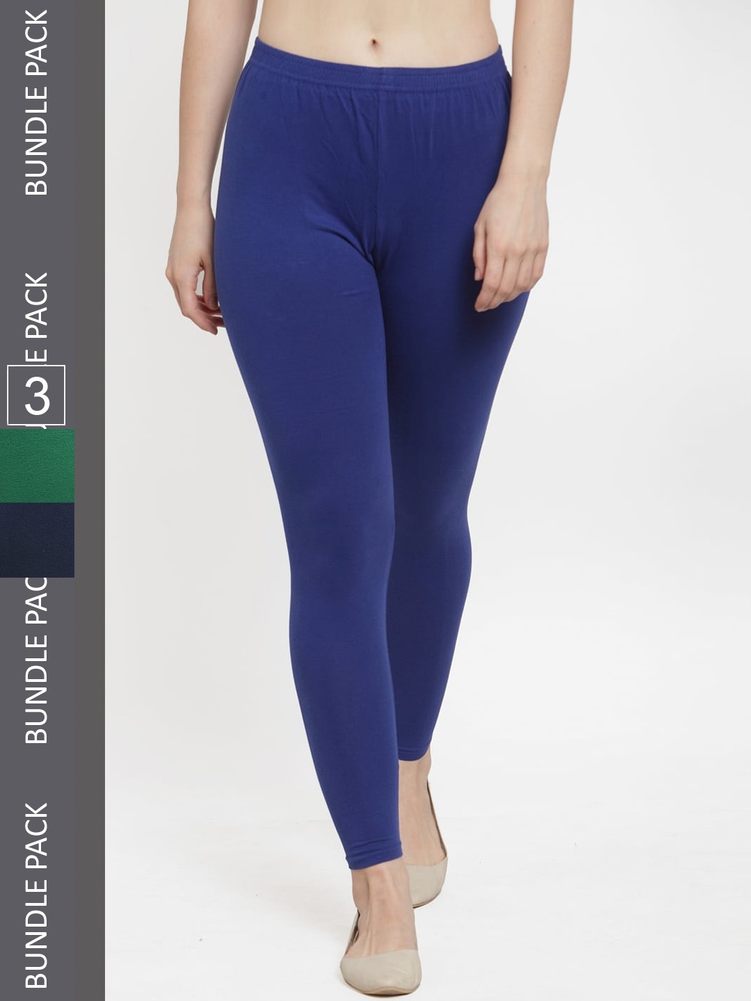 

Jinfo Pack Of 3 Cotton Ankle-Length Leggings, Blue