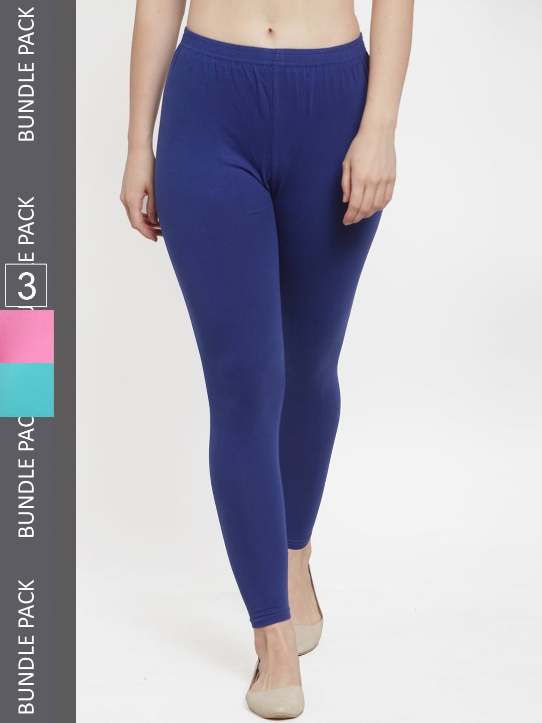 

Jinfo Pack Of 3 Cotton Ankle-Length Leggings, Blue