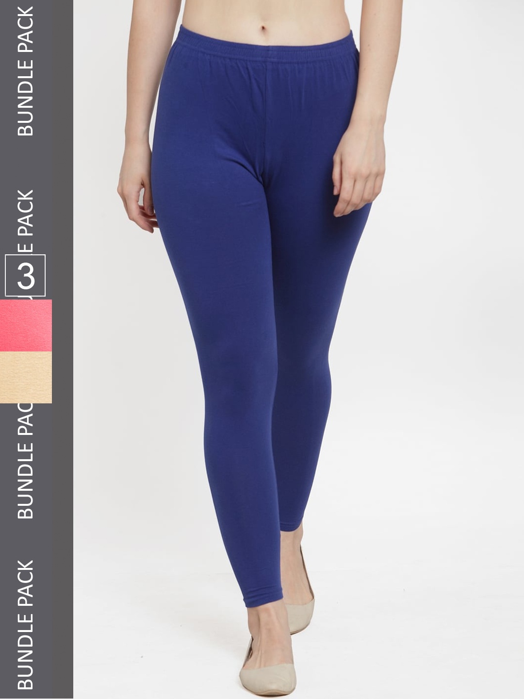 

Jinfo Pack Of 3 Cotton Ankle-Length Leggings, Blue