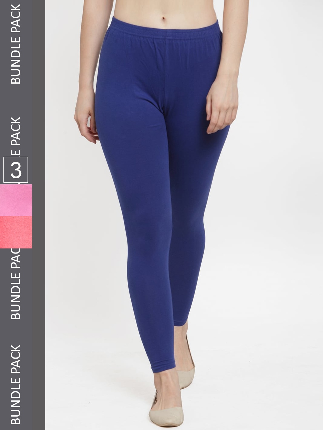 

Jinfo Pack Of 3 Cotton Ankle-Length Leggings, Blue
