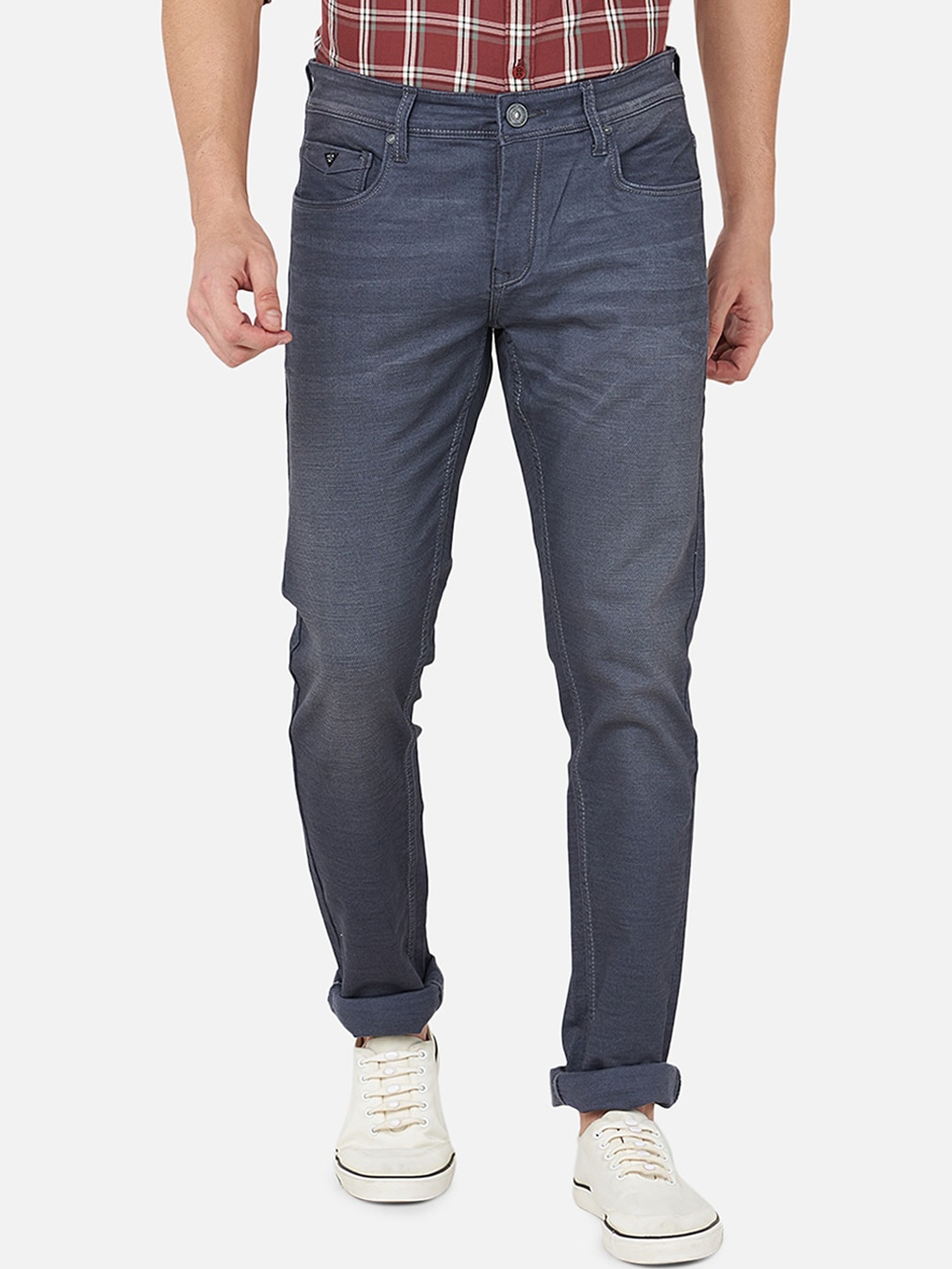 

Oxemberg Men Grey Lean Slim Fit Low Distress Light Fade Jeans
