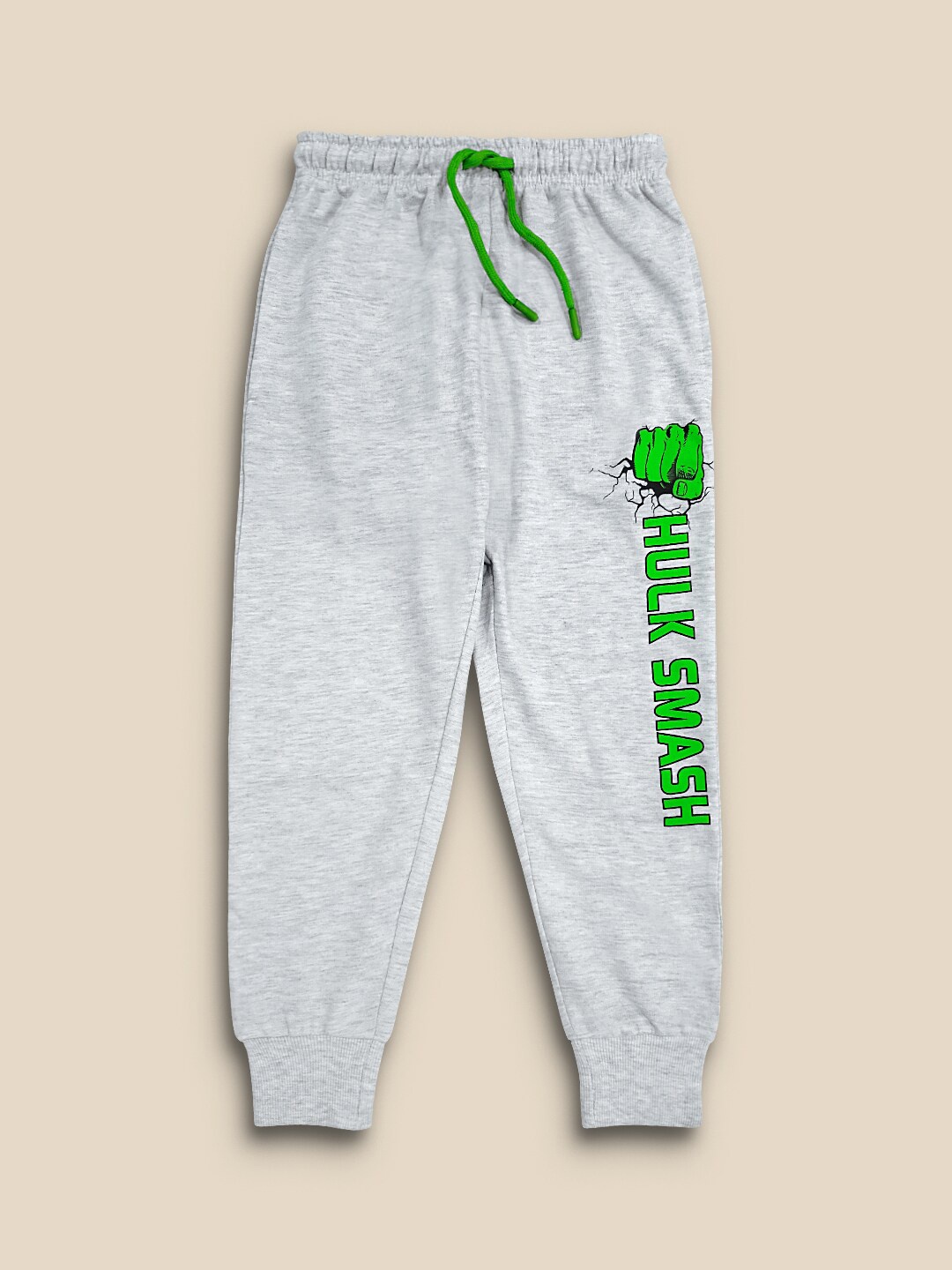 

Kids Ville Boys Hulk Printed Cotton Joggers, Grey