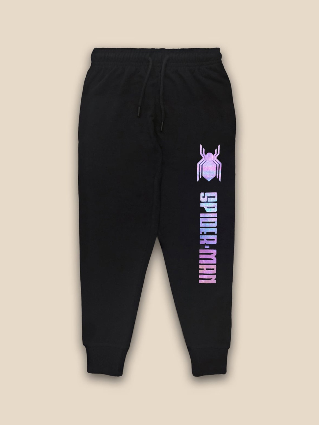 

Kids Ville Boys Spiderman Printed Cotton Joggers, Black