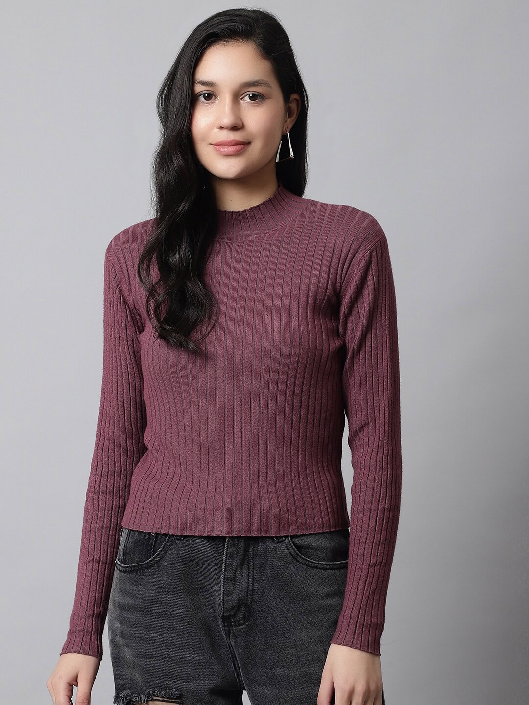 

NoBarr Women Ribbed Pullover, Maroon