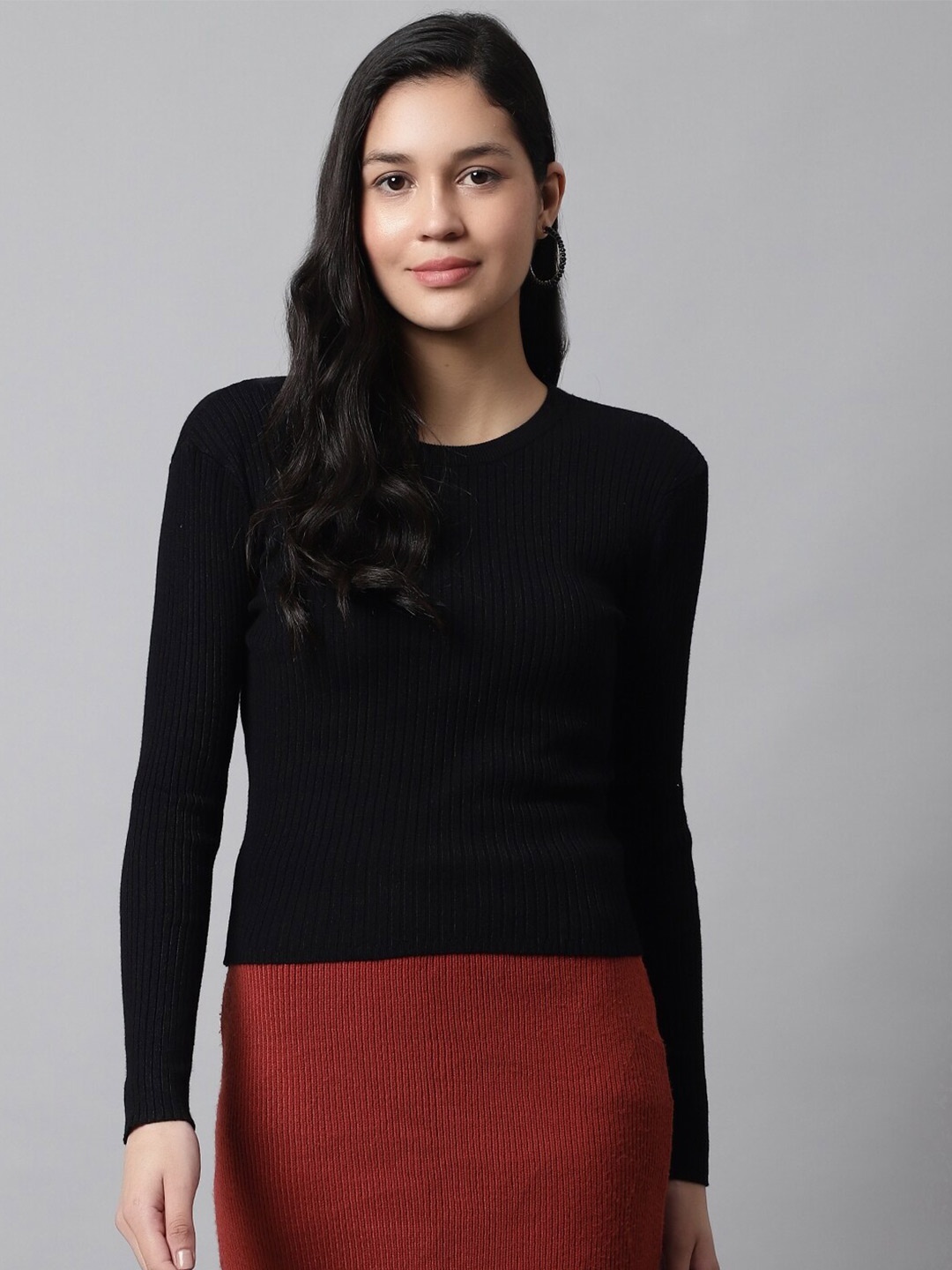 

NoBarr Women Ribbed Pullover, Black