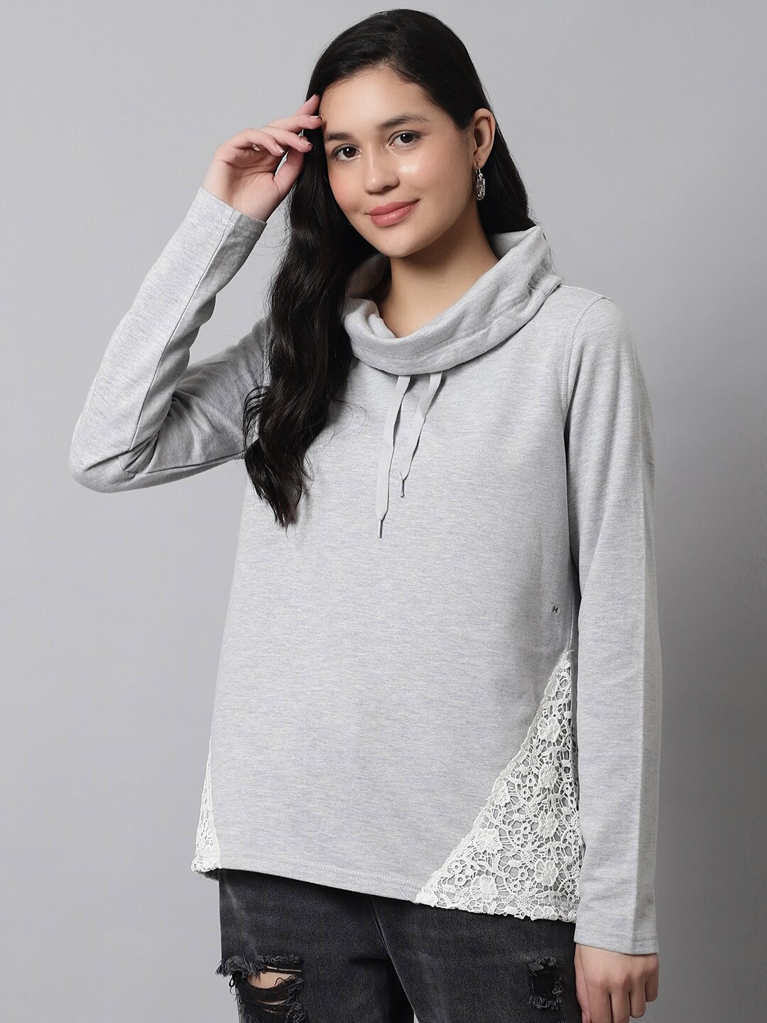 

NoBarr Women Cotton Pullover Sweater, Grey