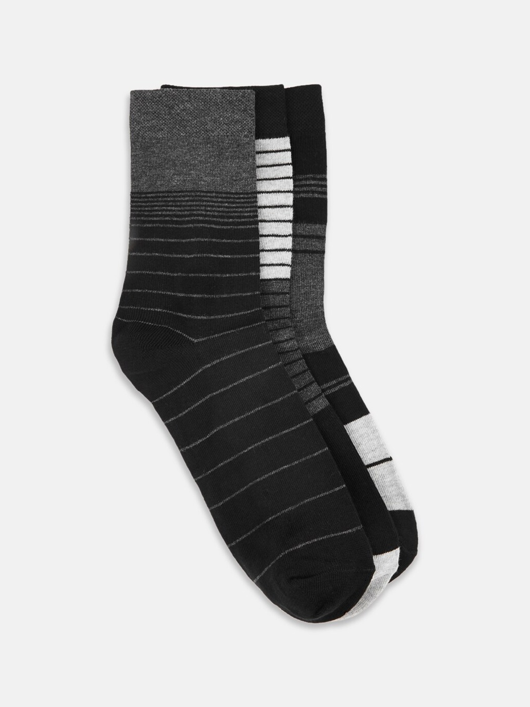 

BYFORD by Pantaloons Men Pack Of 3 Patterned Calf Length Socks, Black