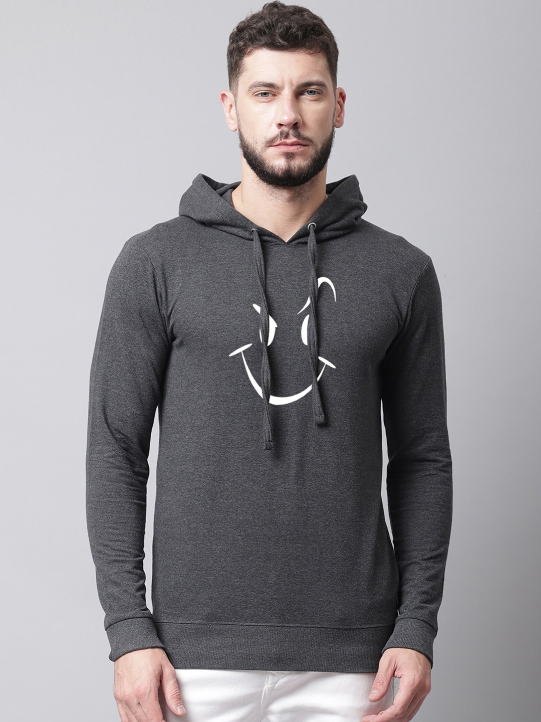 

Friskers Men Printed Hooded Sweatshirt, Grey