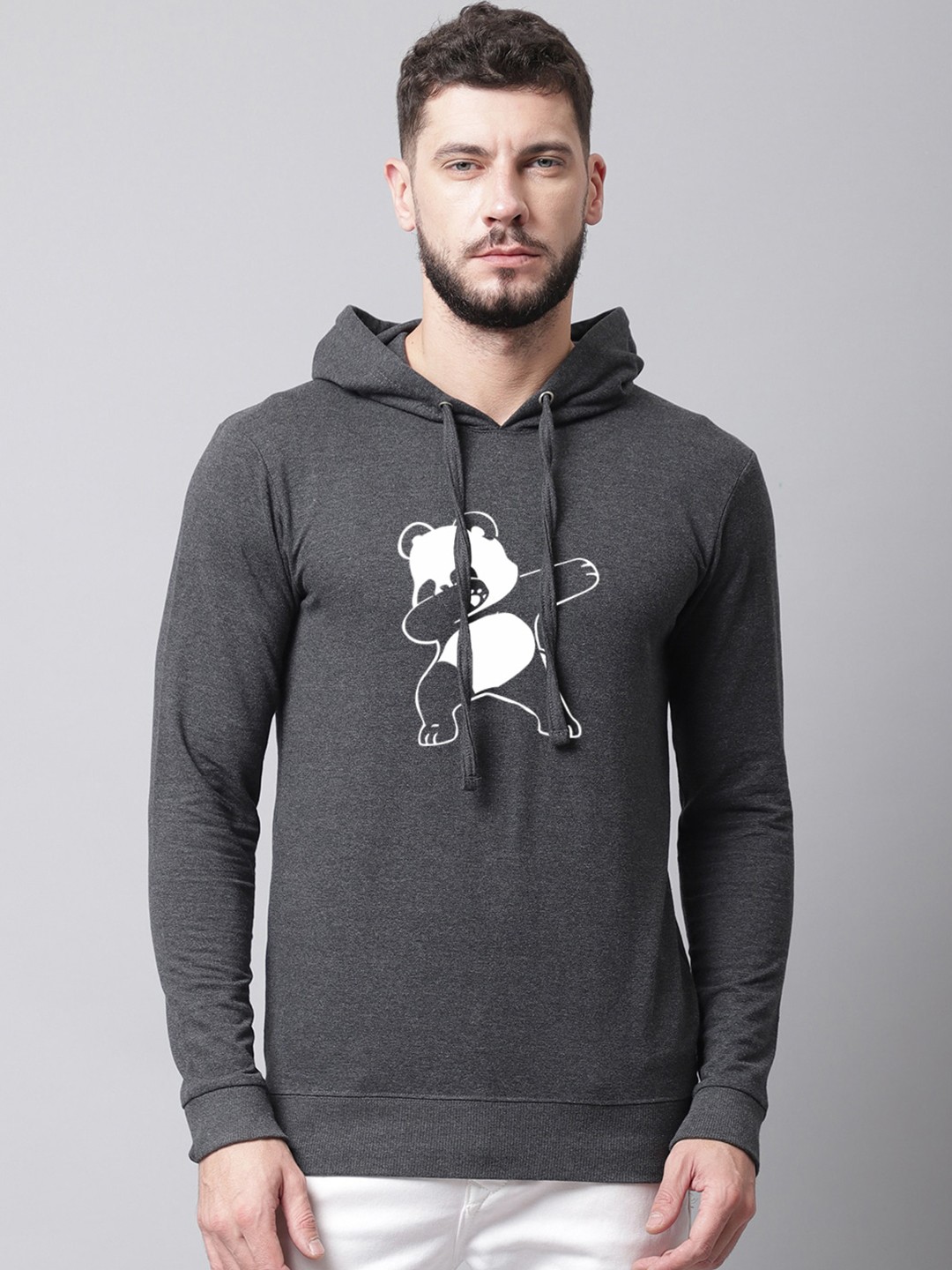 

Friskers Men Printed Hooded Sweatshirt, Grey