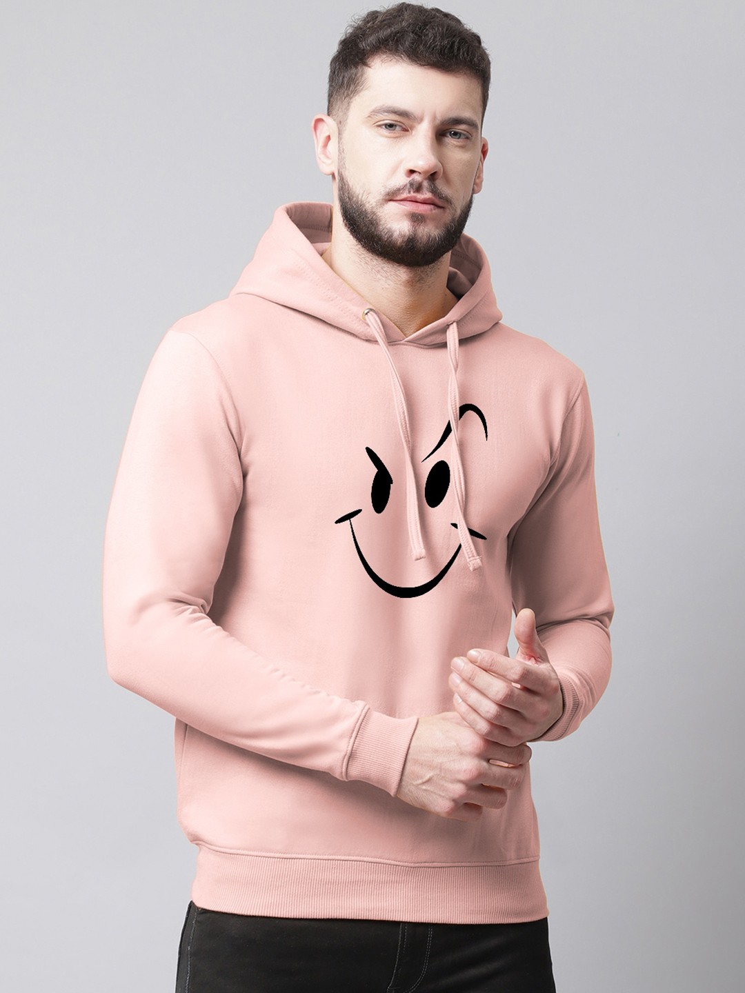 

Friskers Men Printed Hooded Cotton Sweatshirt, Coral