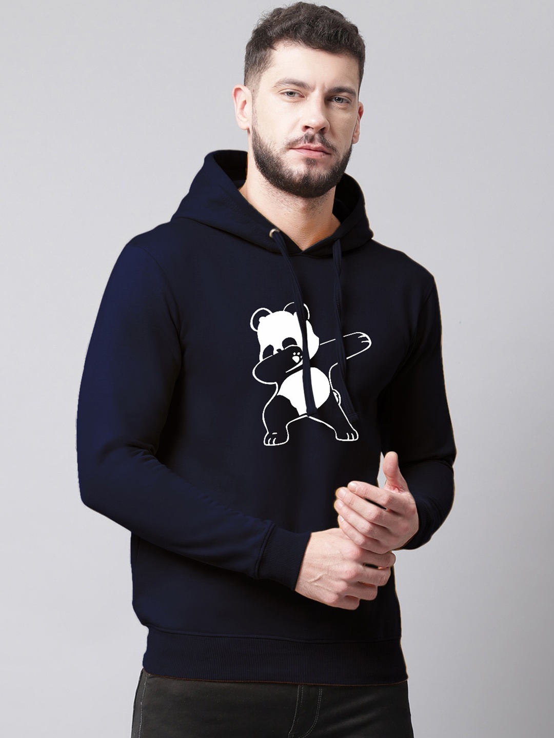 

Friskers Men Printed Hooded Sweatshirt, Navy blue