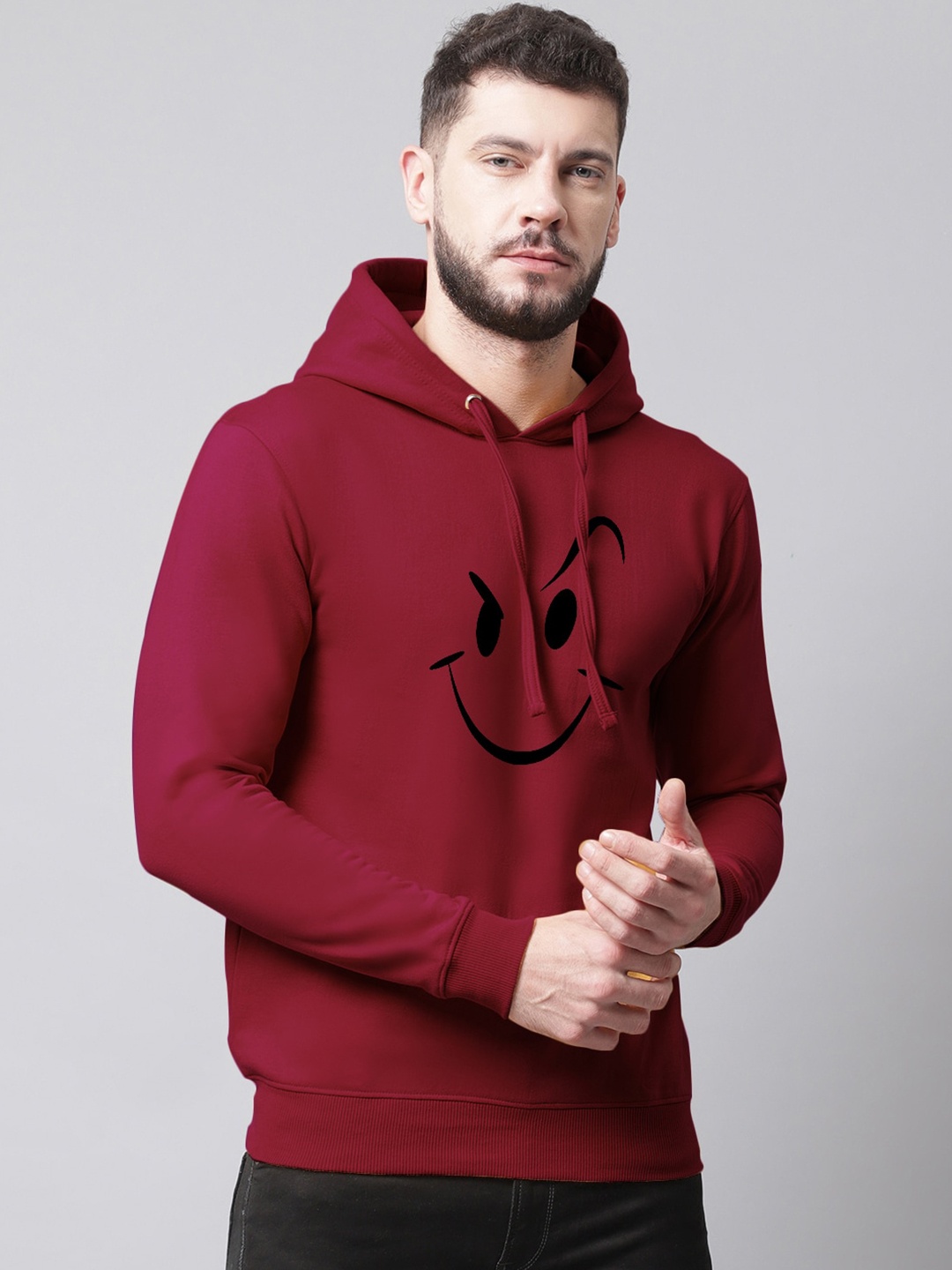 

Friskers Men Printed Hooded Sweatshirt, Maroon