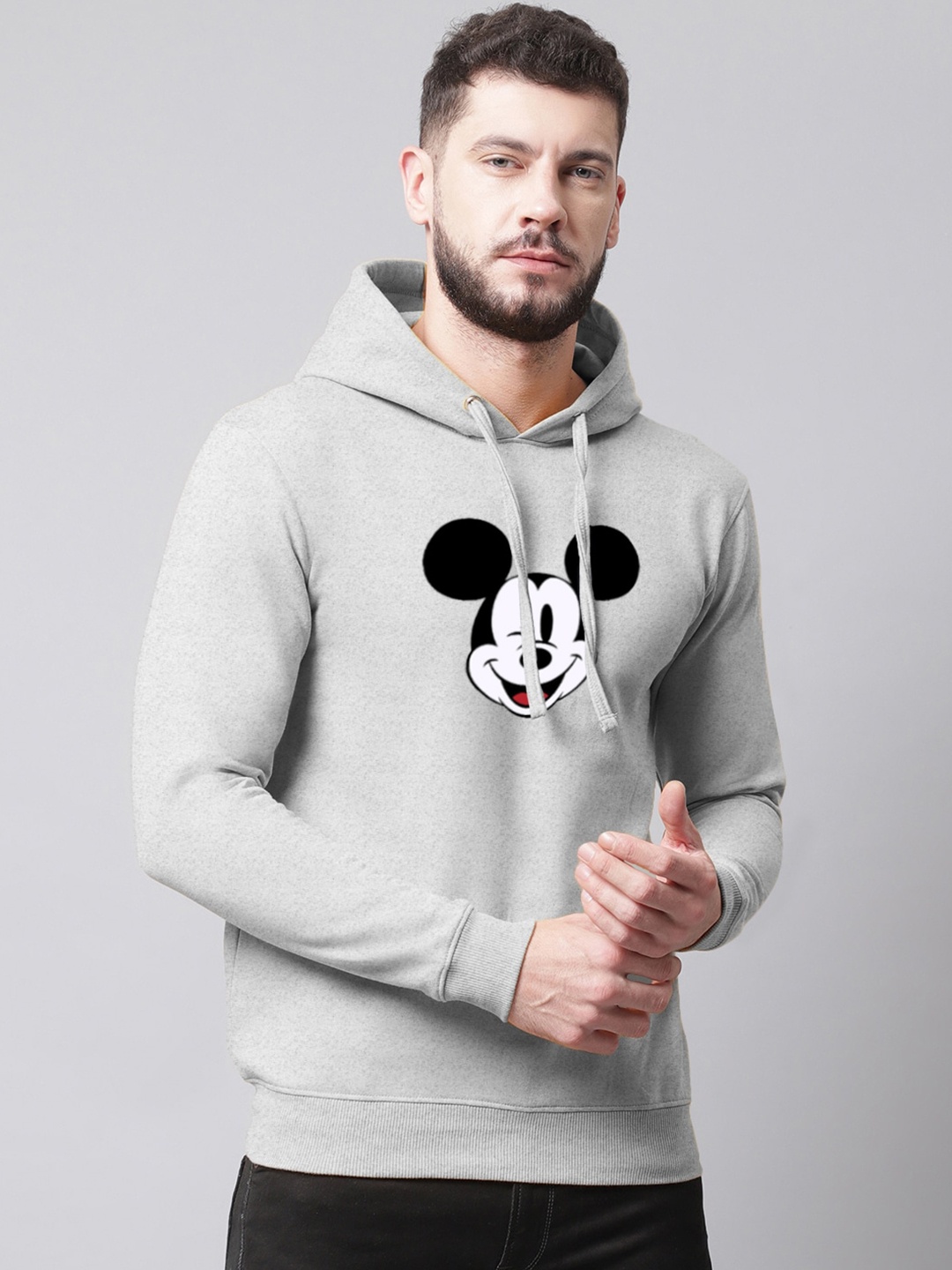 

Friskers Men Printed Hooded Fleece Pullover Sweatshirt, Grey