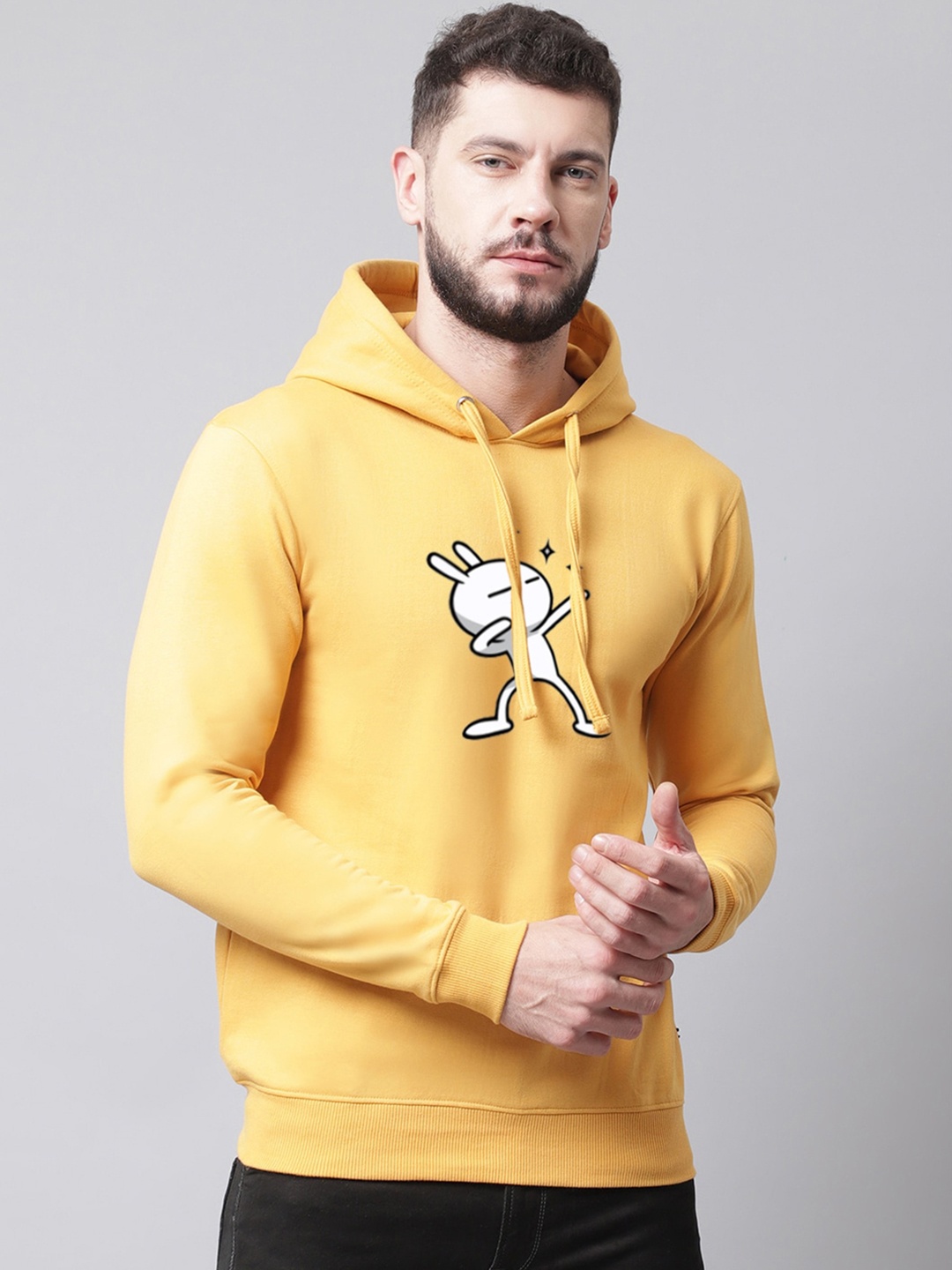 

Friskers Men Printed Hooded Fleece Pullover Sweatshirt, Gold