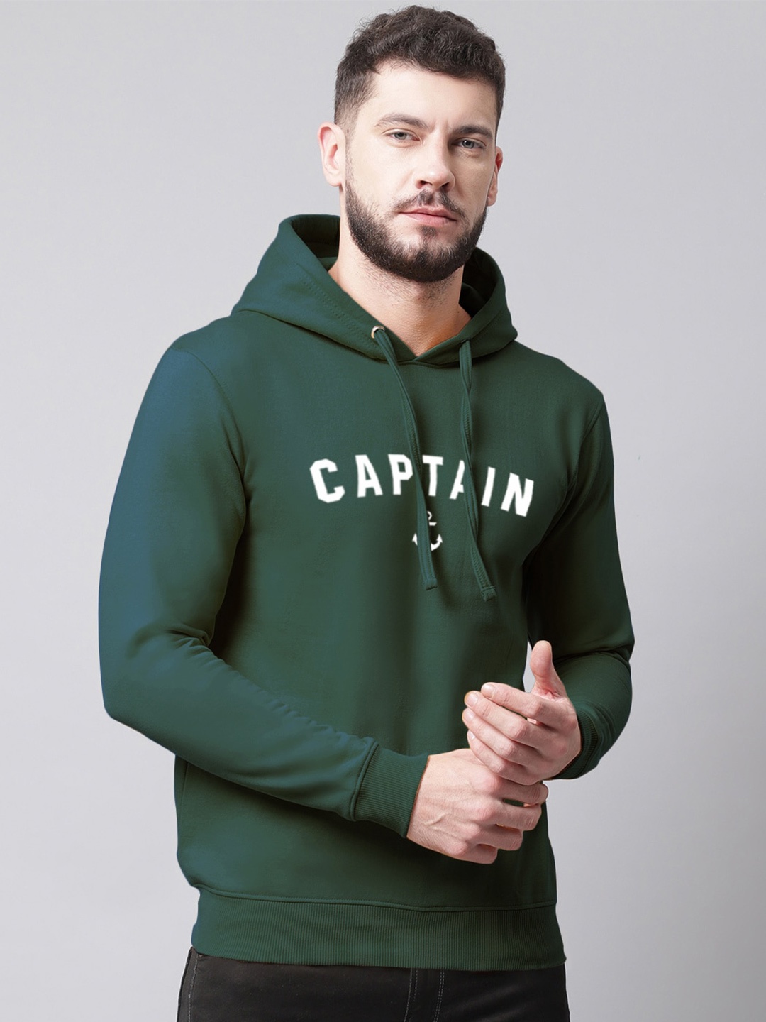 

Friskers Men Printed Hooded Fleece Pullover Sweatshirt, Green