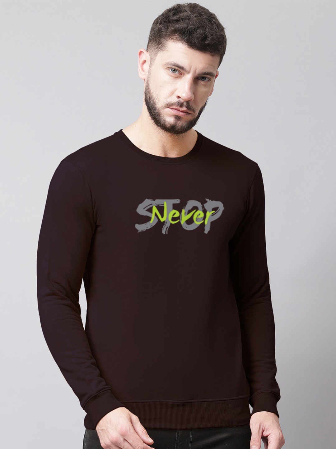 

Friskers Men Coffee Brown Printed Sweatshirt