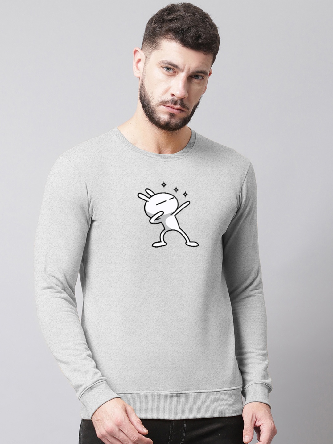 

Friskers Men Printed Fleece Sweatshirt, Grey