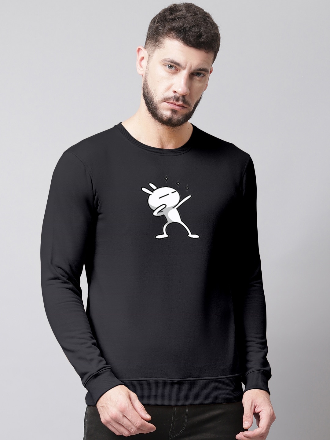 

Friskers Men Graphic Printed Pullover Sweatshirt, Black