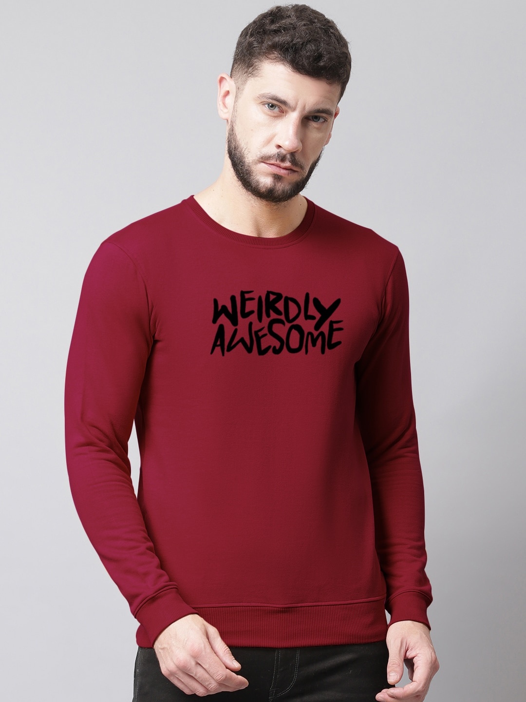 

Friskers Men Typography Printed Pullover Sweatshirt, Maroon