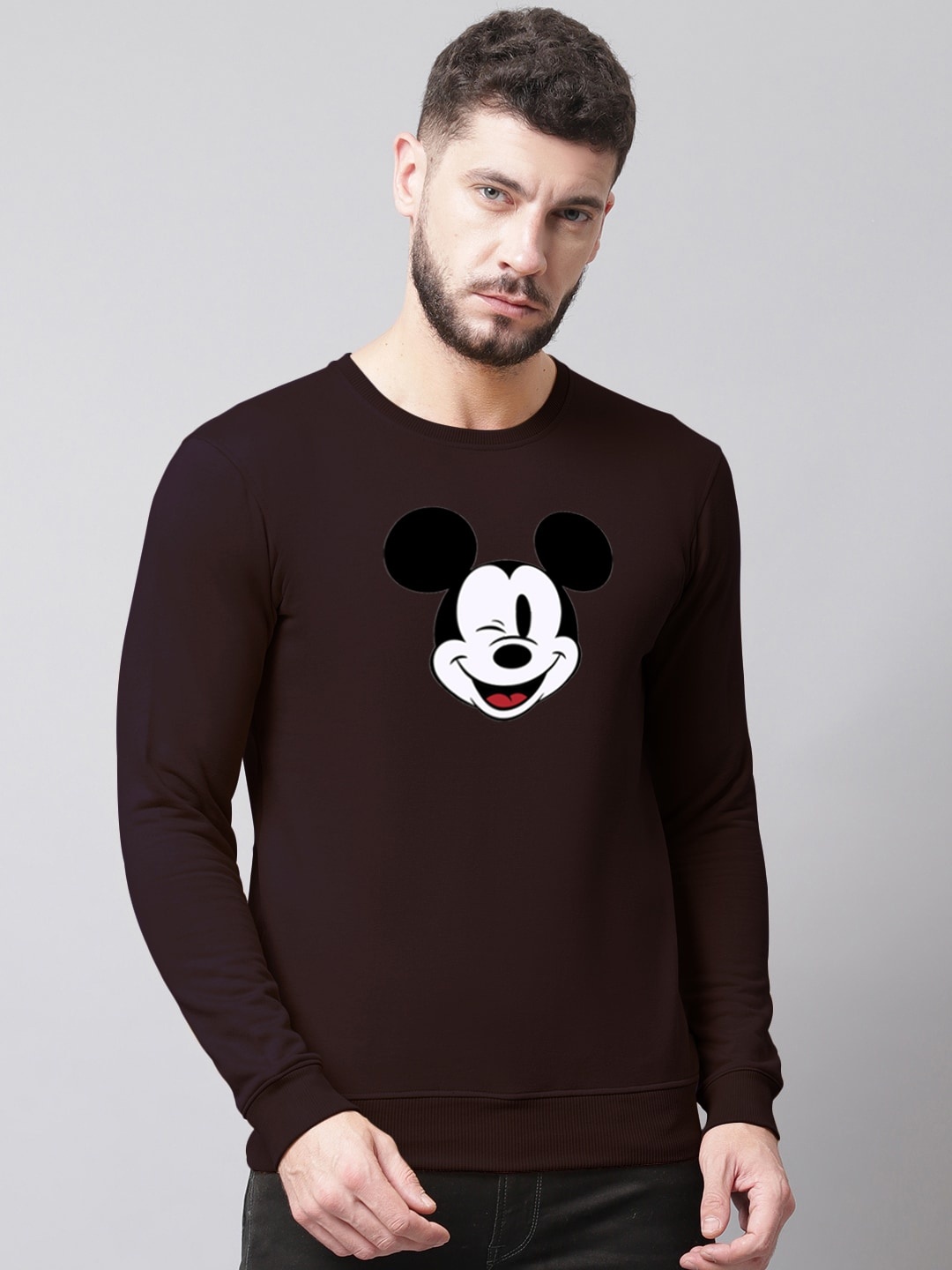 

Friskers Men Mickey & Mouse Printed Pullover Sweatshirt, Brown