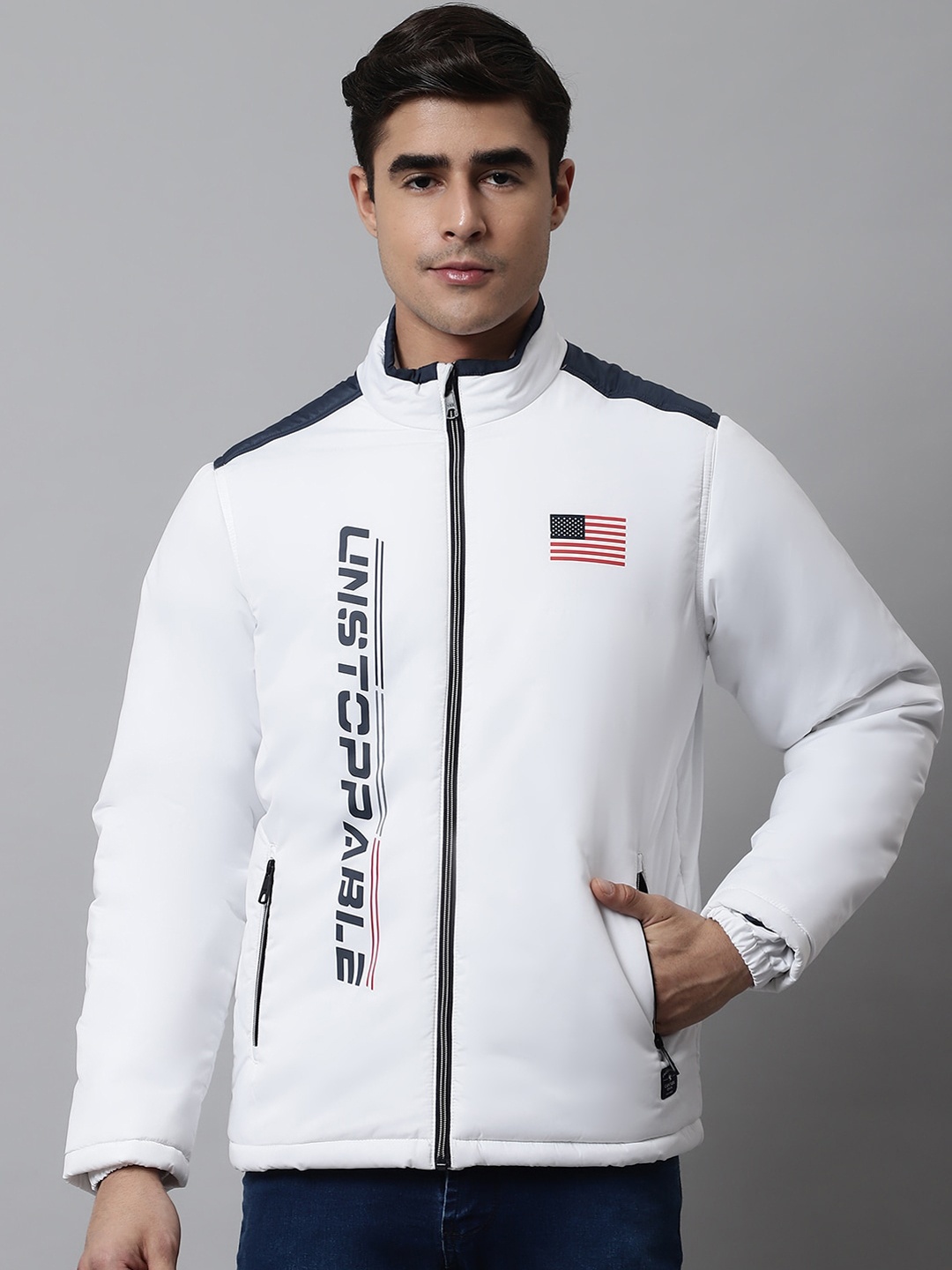 

Cantabil Men White Lightweight Sporty Jacket