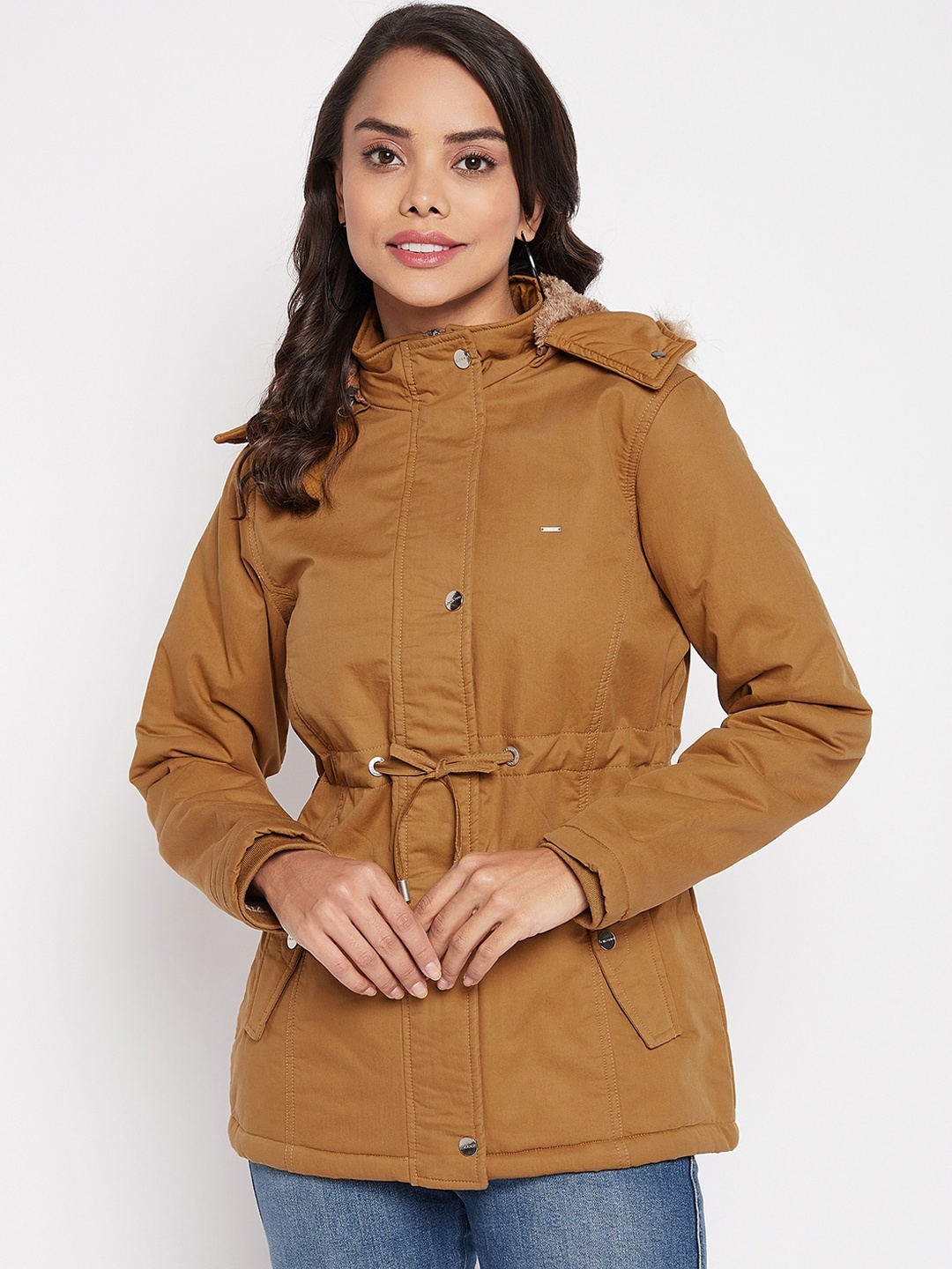 

Okane Women Longline Parka Jacket, Tan