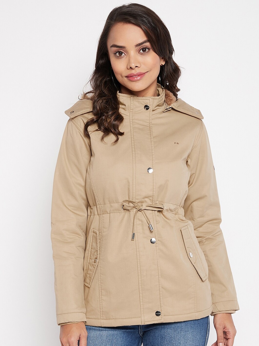 

Okane Women Longline Parka Jacket, Camel brown
