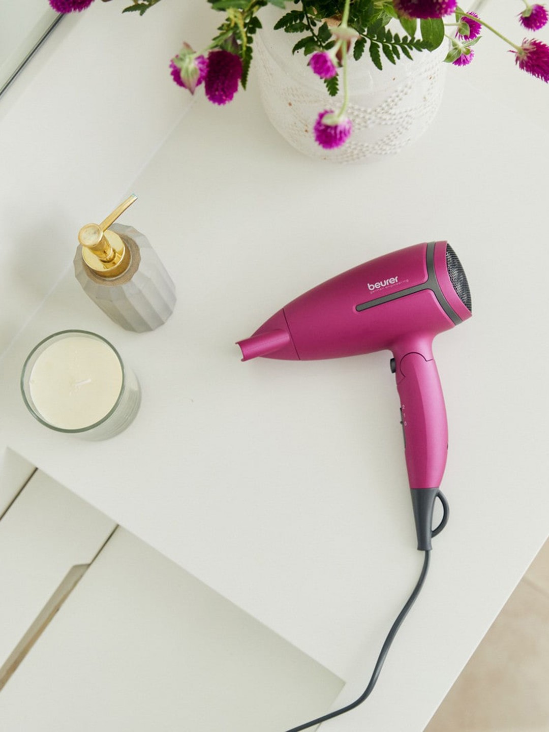 

beurer HC25 1600 Watts Travel Hair Dryer - Pink