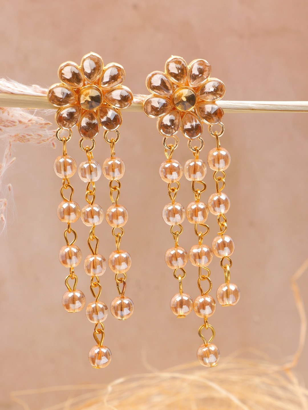

Crunchy Fashion Gold-Plated Floral Drop Earrings
