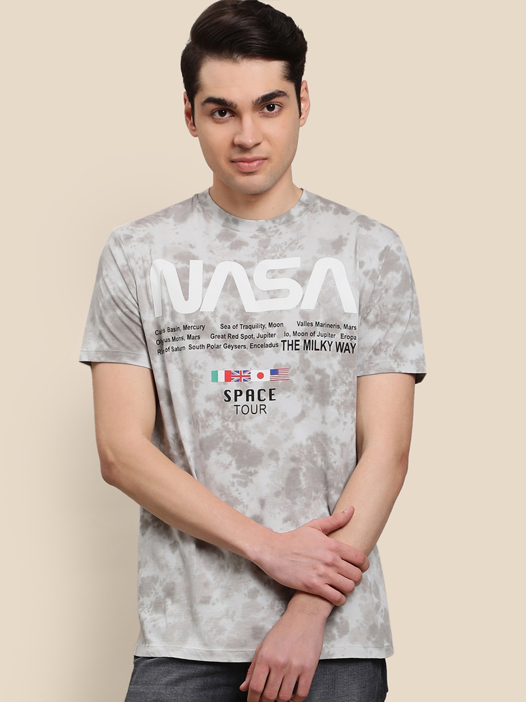 

Free Authority Men NASA Printed Round Neck Cotton T-shirt, Grey