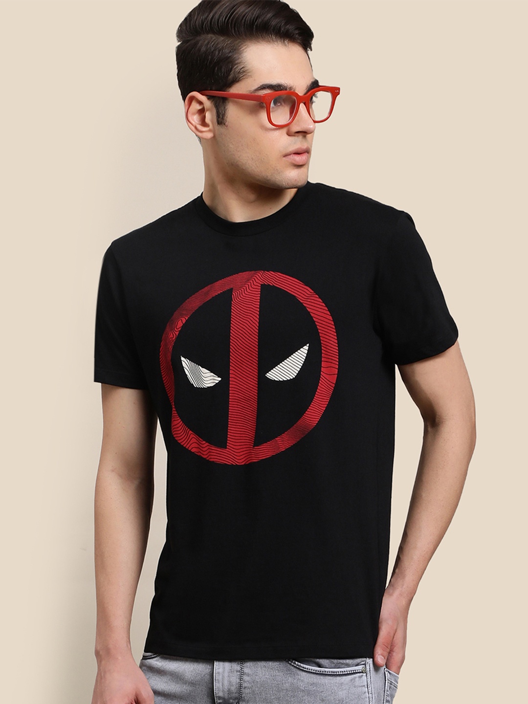 

Free Authority Men Deadpool Printed Cotton T-shirt, Black