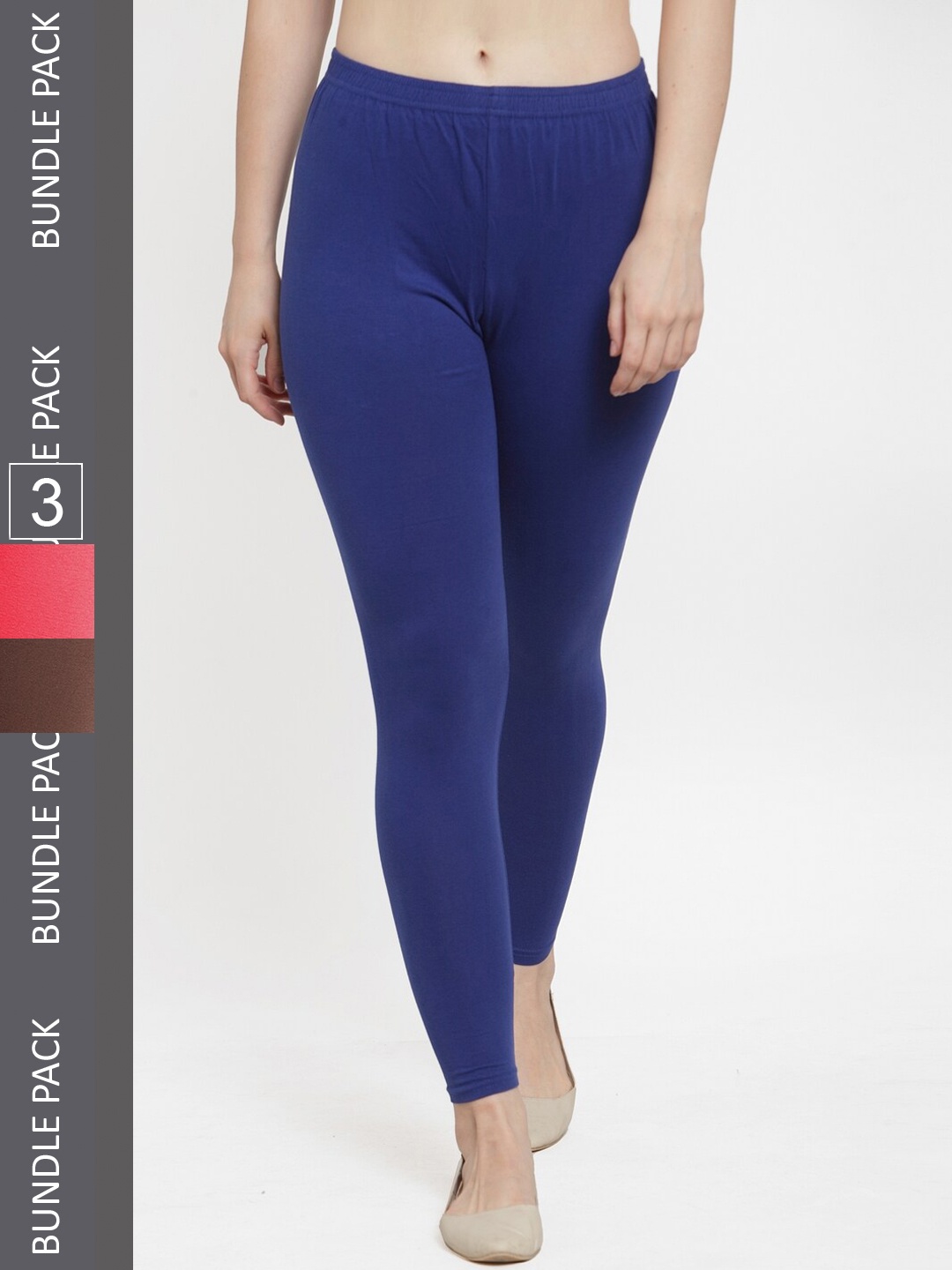 

Jinfo Pack Of 3 Cotton Ankle-Length Leggings, Blue