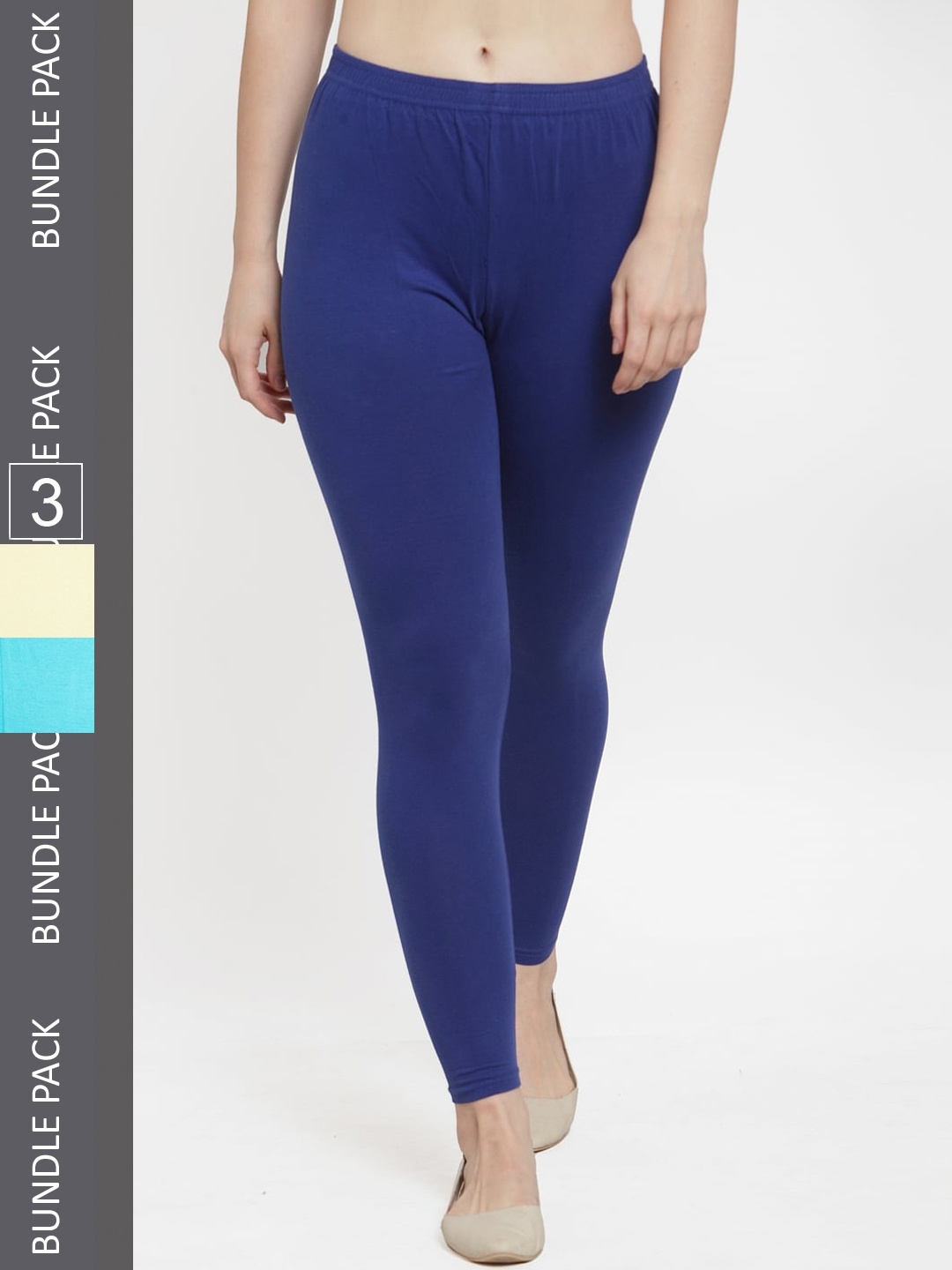 

Jinfo Pack Of 3 Cotton Ankle-Length Leggings, Blue
