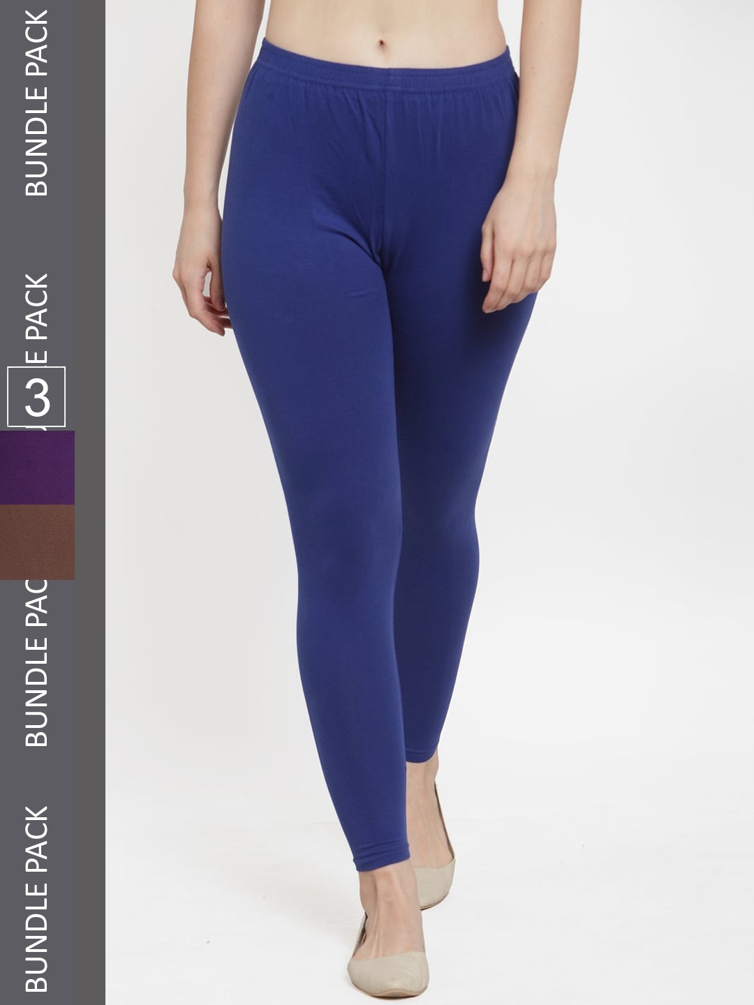 

Jinfo Pack Of 3 Cotton Ankle-Length Leggings, Blue