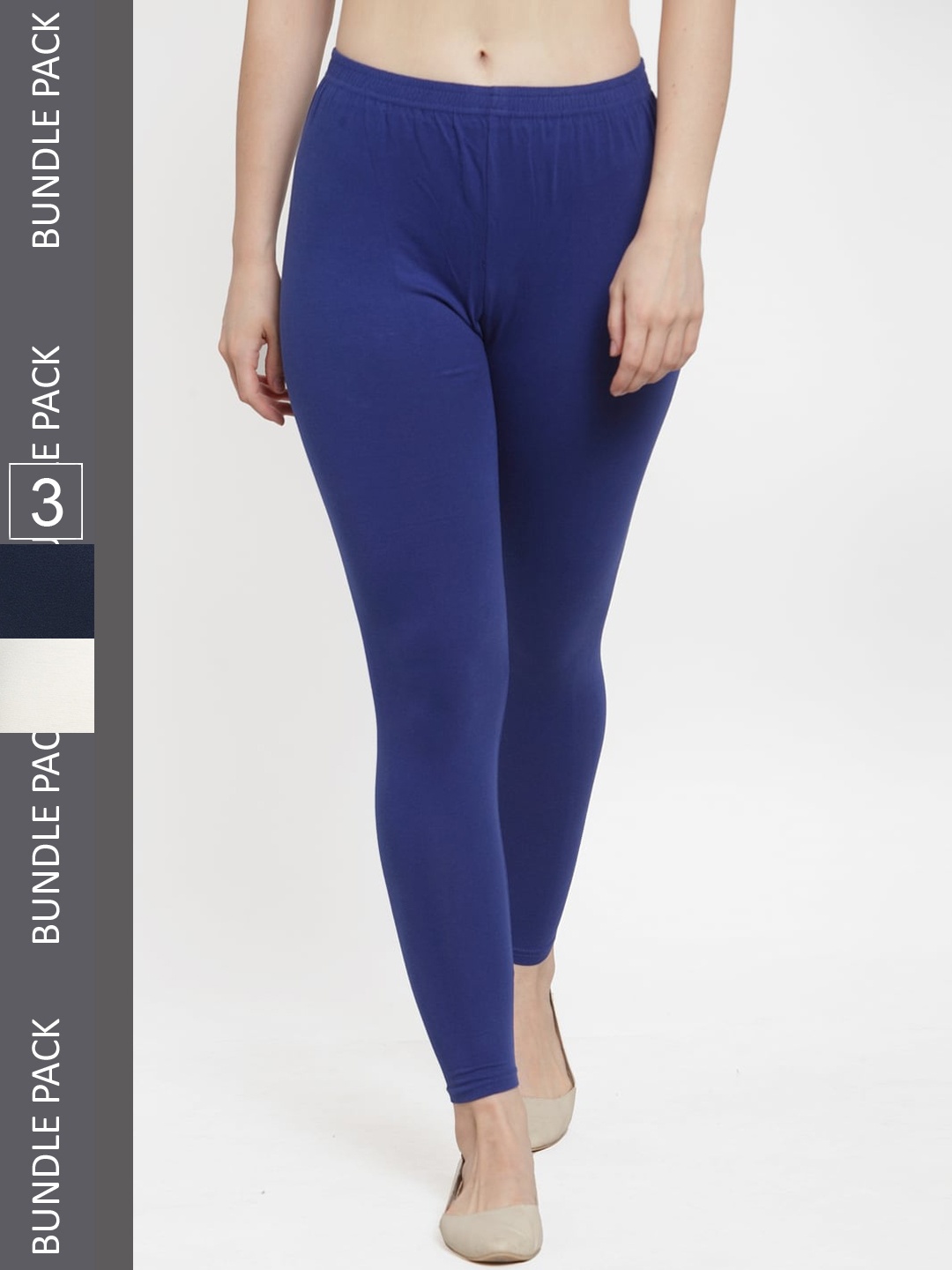 

Jinfo Pack Of 3 Cotton Ankle-Length Leggings, Blue