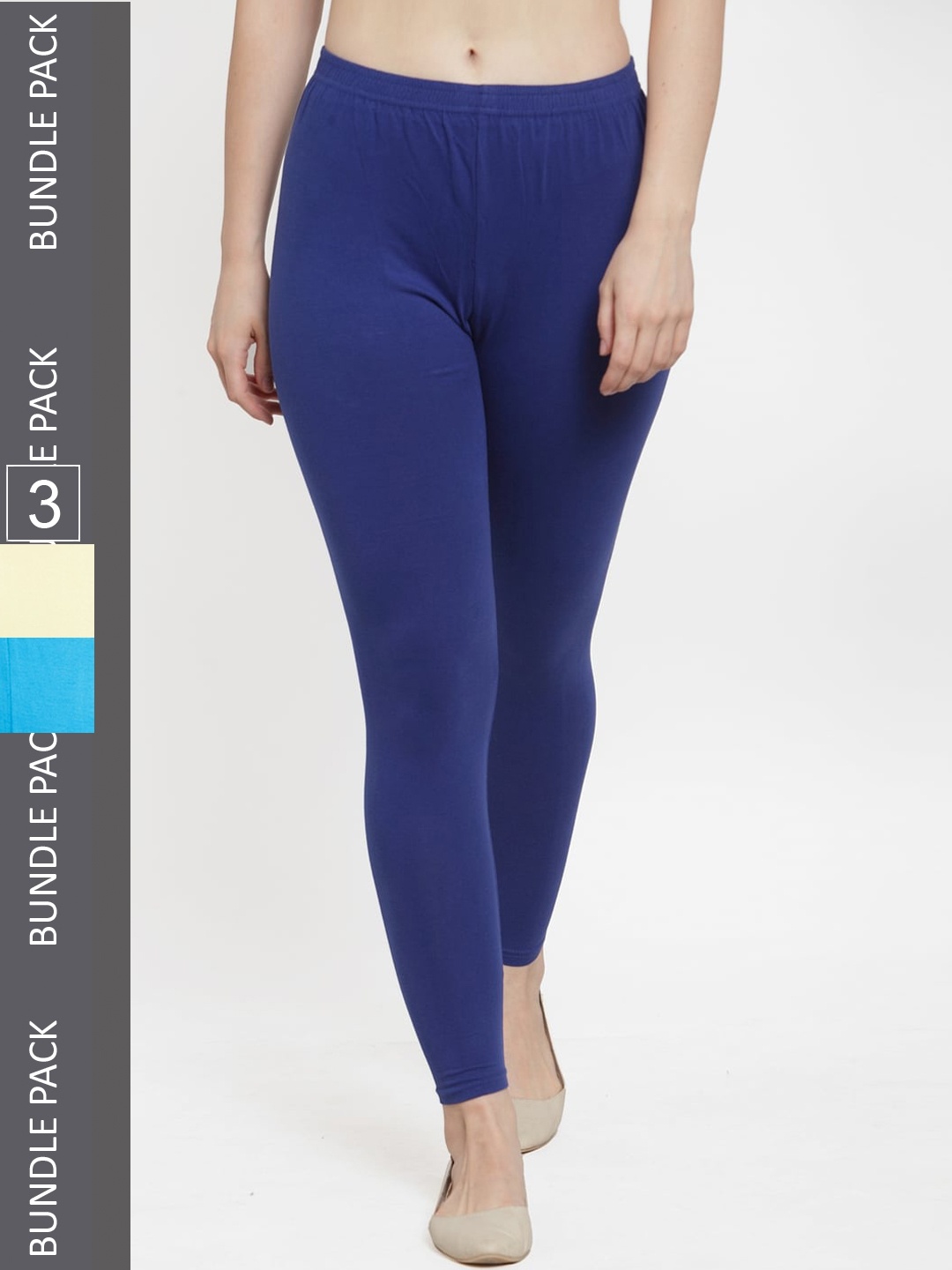 

Jinfo Women Pack Of 3 Ankle-Length Leggings, Blue