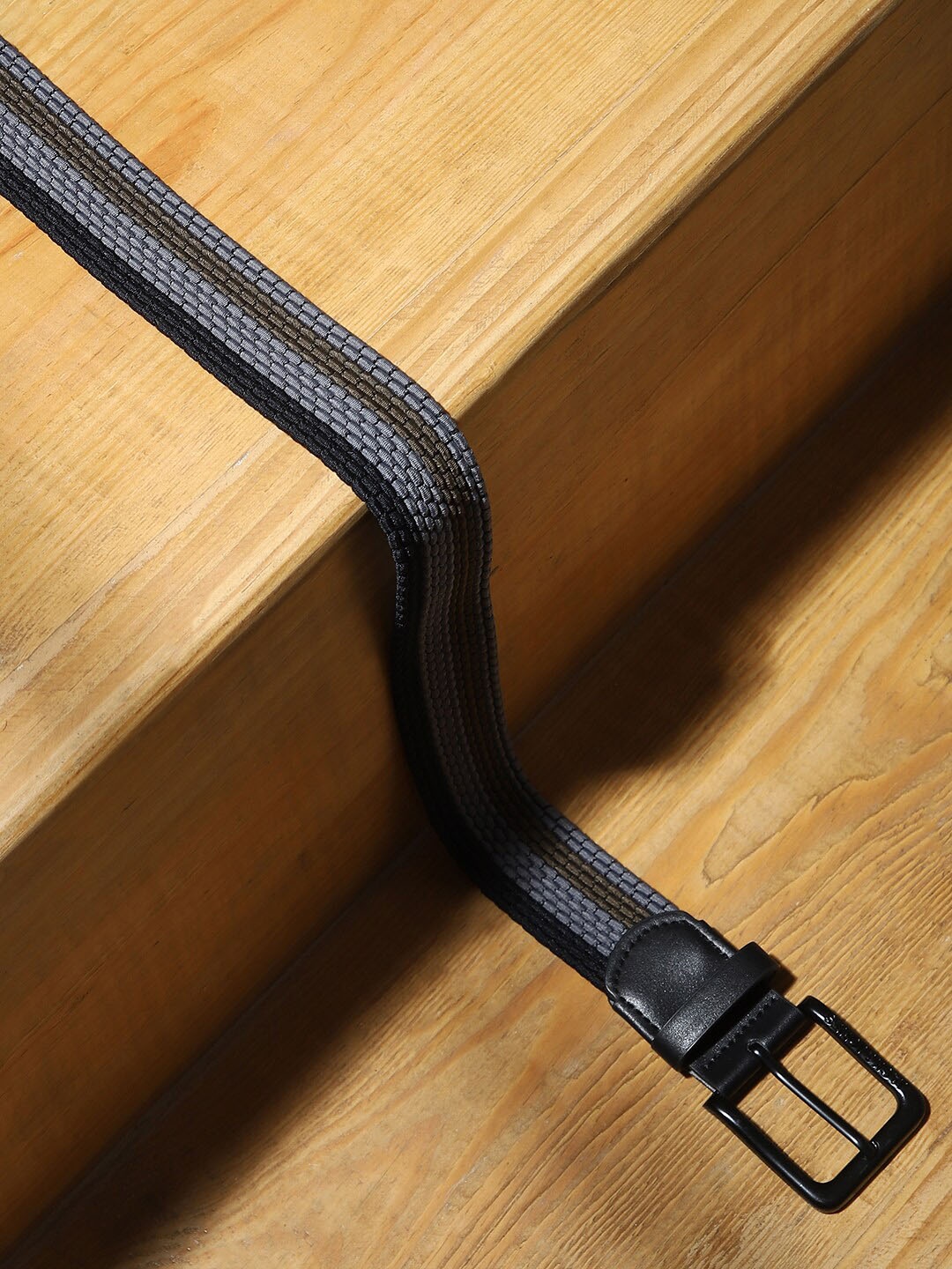 

Jack & Jones Men Striped Belt, Grey