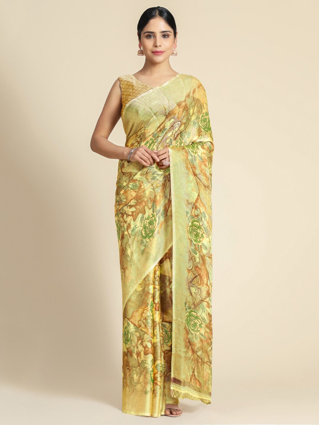 

Kasak Floral Printed Saree, Yellow