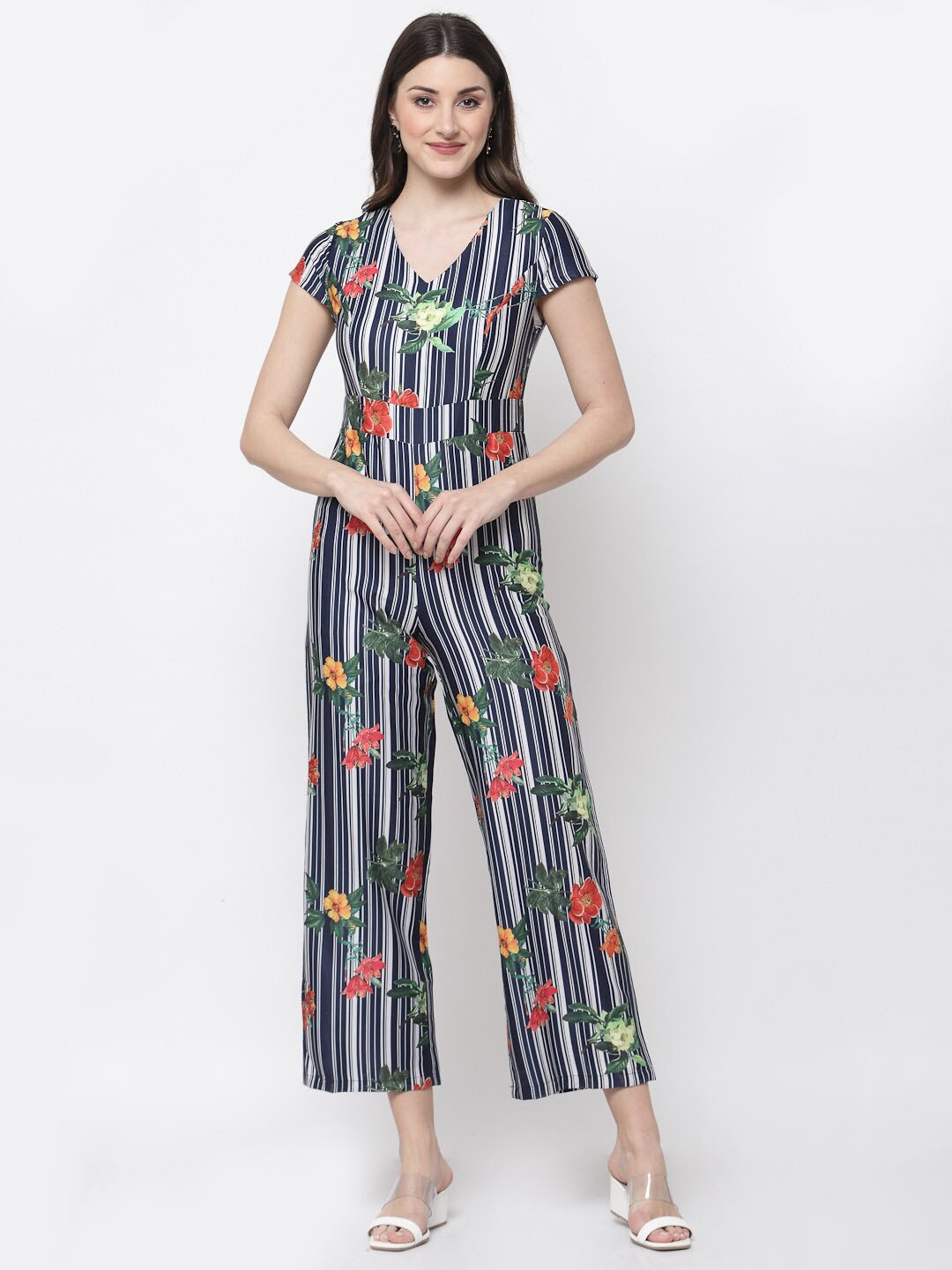 

Mafadeny Printed Basic Jumpsuit, Navy blue