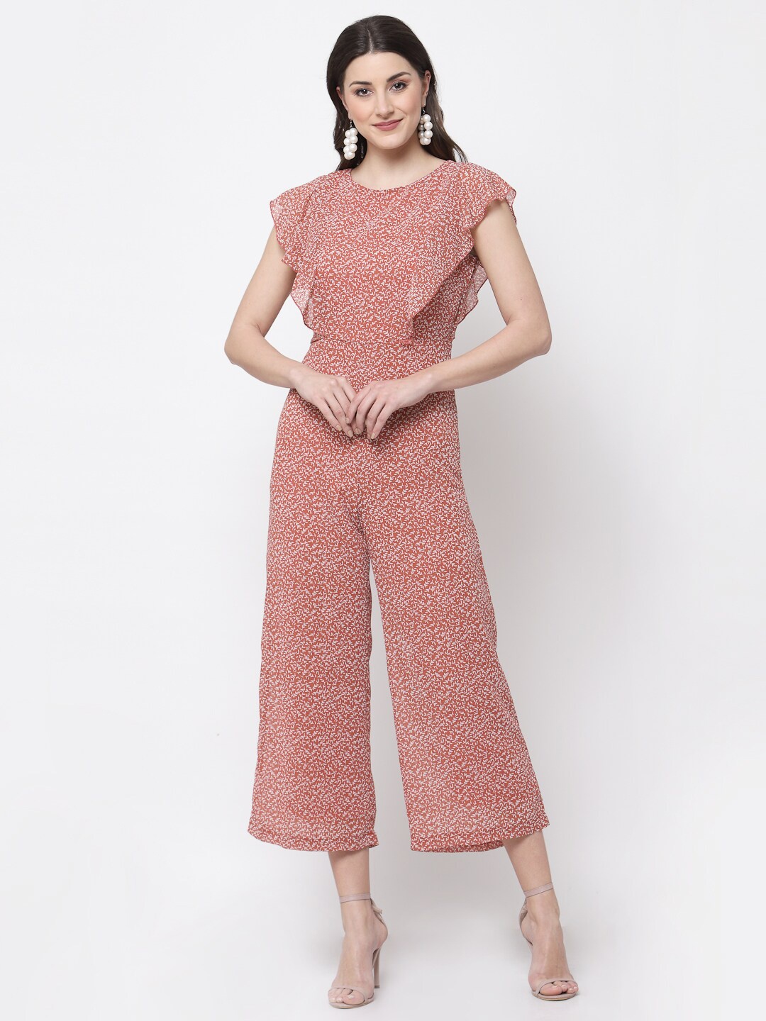 

Mafadeny Printed Basic Jumpsuit, Rust