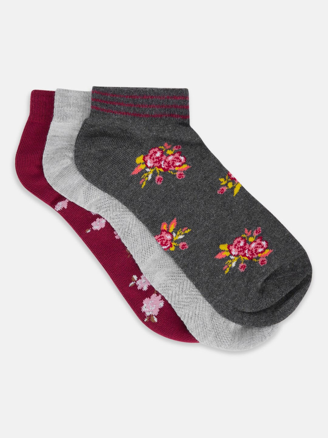 

Honey by Pantaloons Women Pack Of 3 Patterned Ankle-Length Socks, Maroon