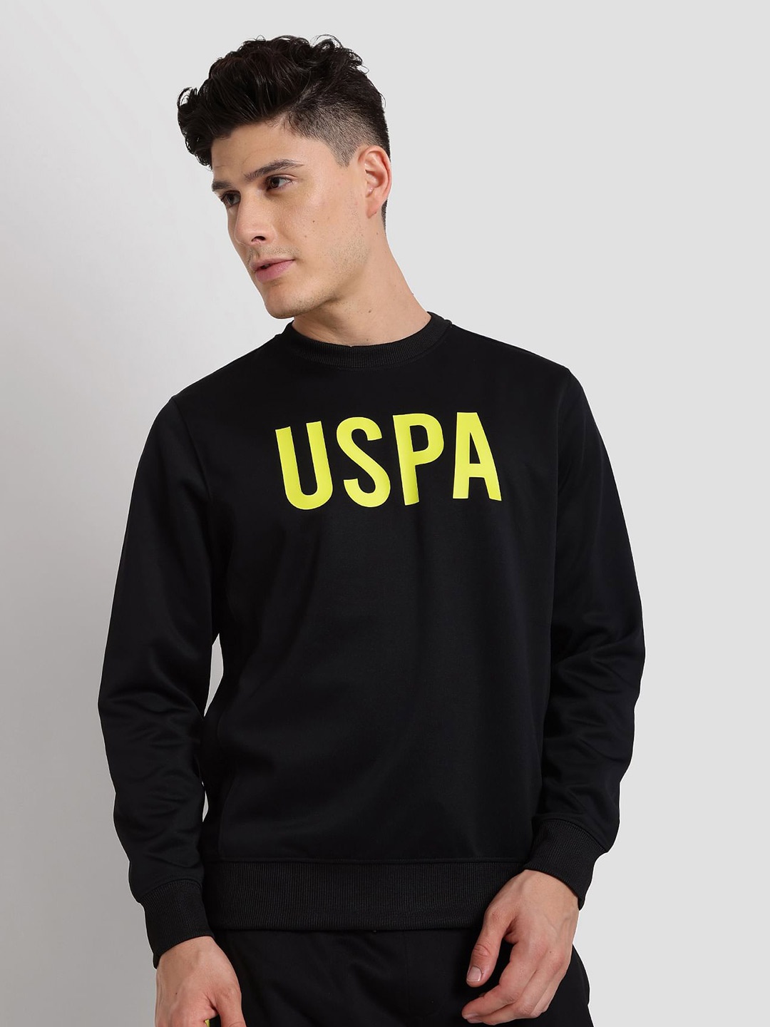 

U.S. Polo Assn. Printed Durable Athletic Pullover Sweatshirt, Black