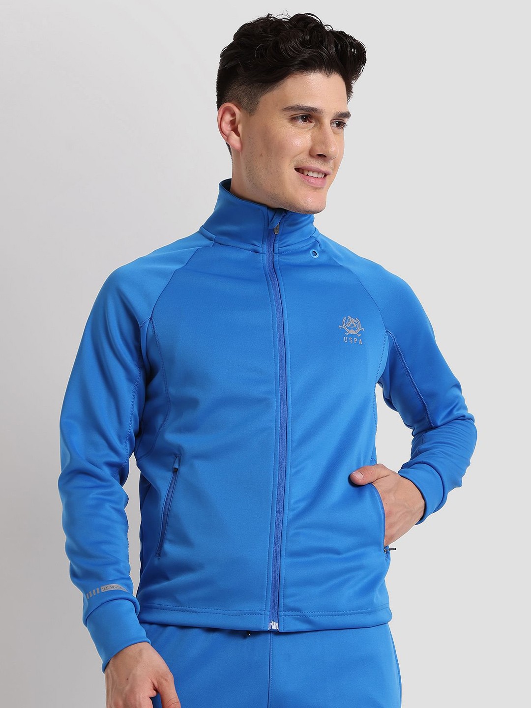 

U S Polo Assn Men Blue Reflective Logo Training Jacket