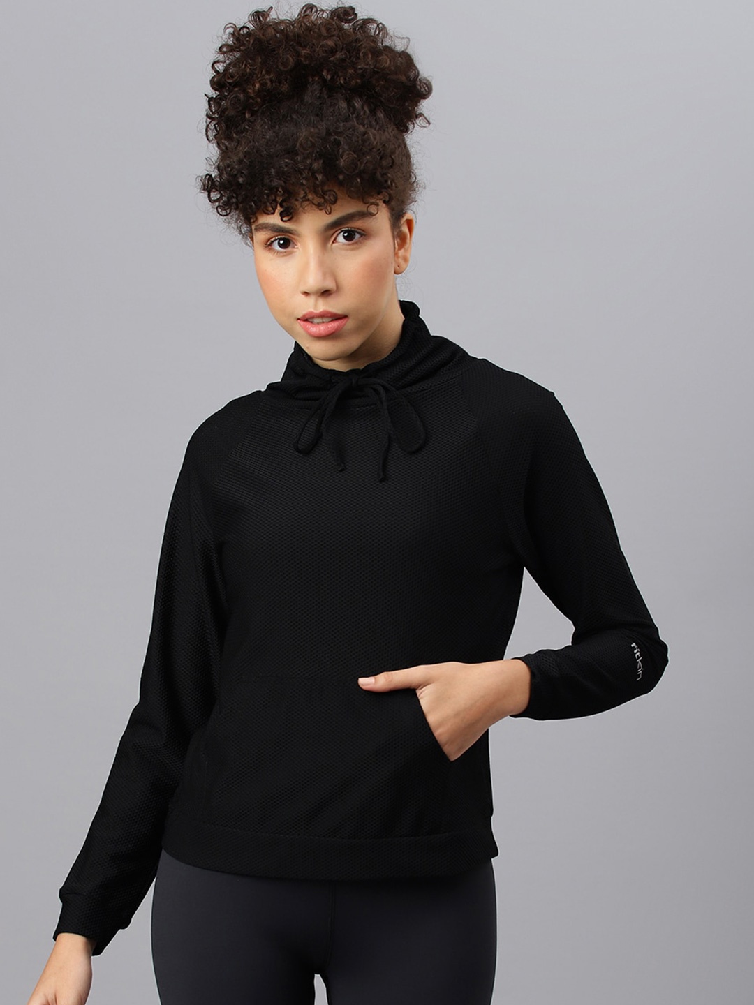 

Fitkin Women Solid Dry Fit Sweatshirt, Black