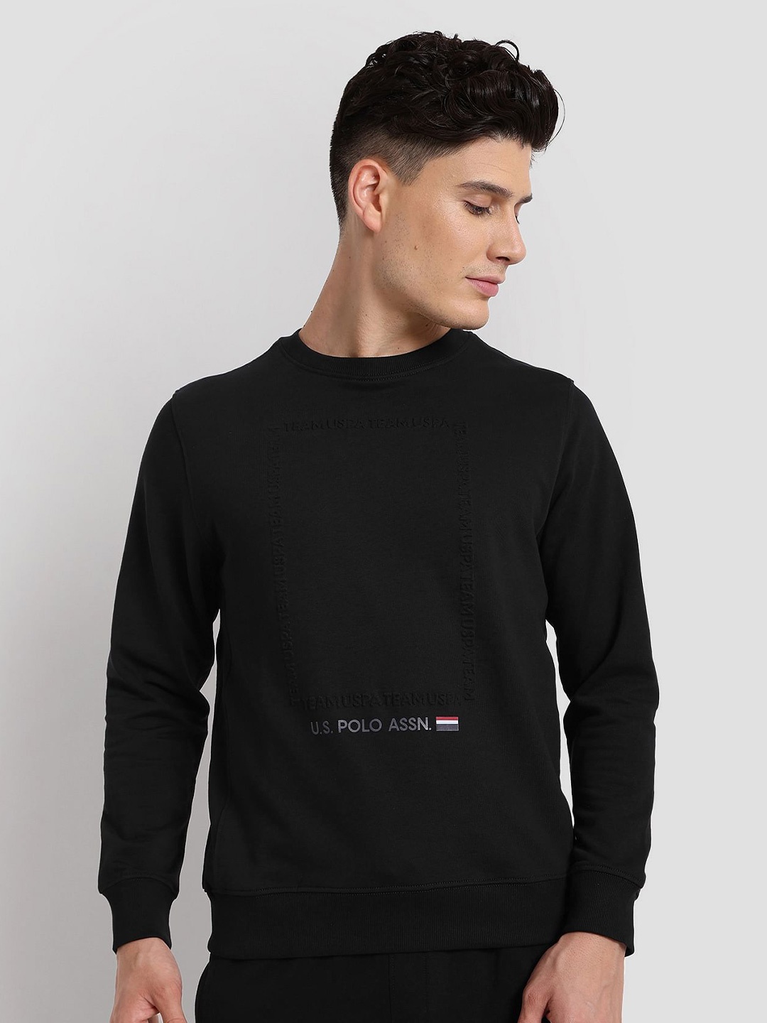 

U.S. Polo Assn. Denim Co. Embossed Active Cotton Pullover Sweatshirt, Black