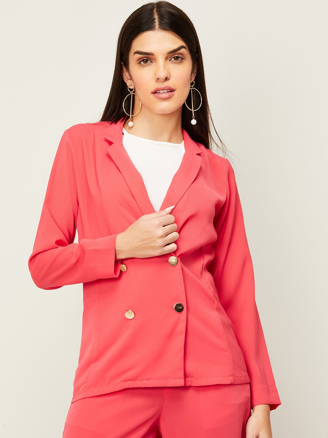 

CODE by Lifestyle Women Double-Breasted Blazer, Peach