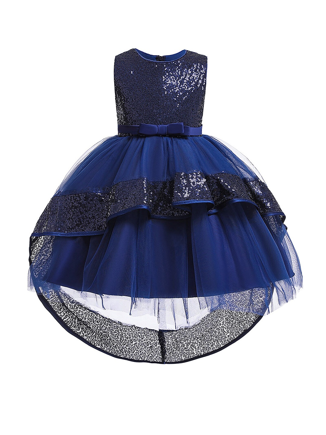 

R Cube Girls Embellished Satin Maxi Dress, Navy blue