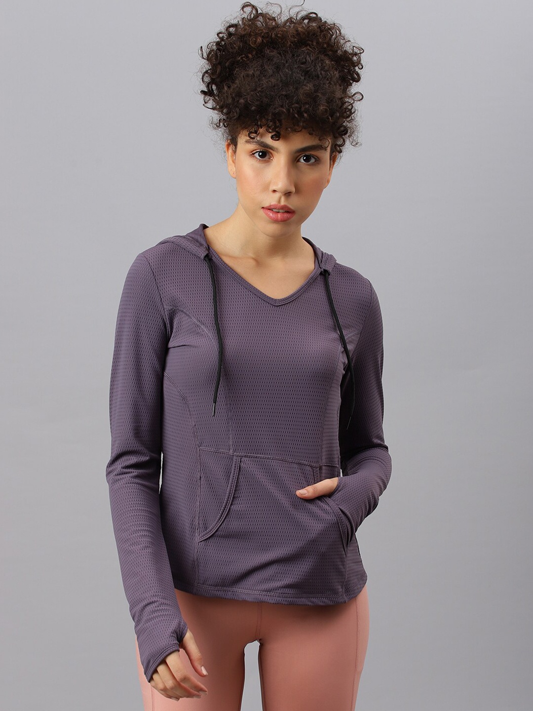 

Fitkin Women Dri-FIT Hooded T-shirt, Purple