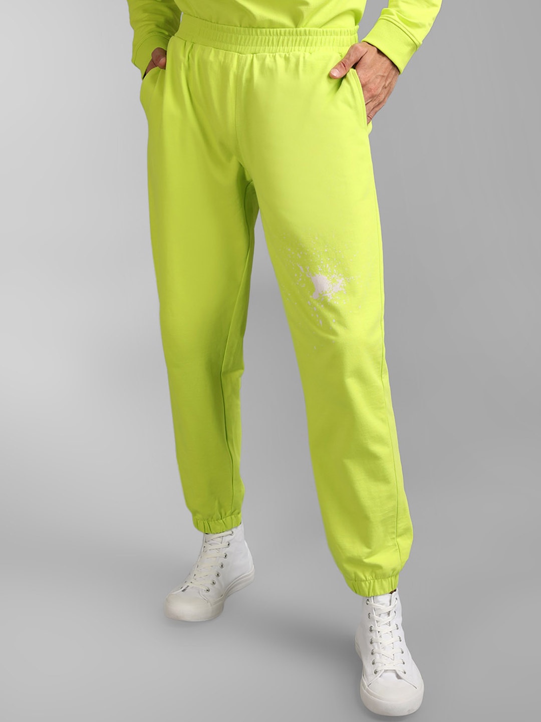

KZ07 By Kazo Men High-Rise Cotton Joggers, Fluorescent green